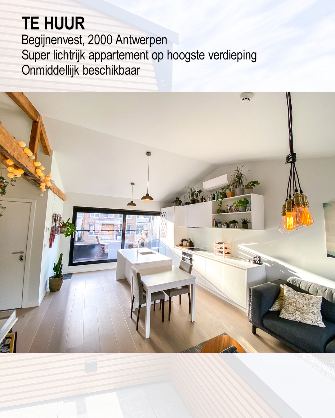 Penthouse te  huur in Antwerpen 2000 1050.00€ 2 slaapkamers 77.00m² - Zoekertje 1052385