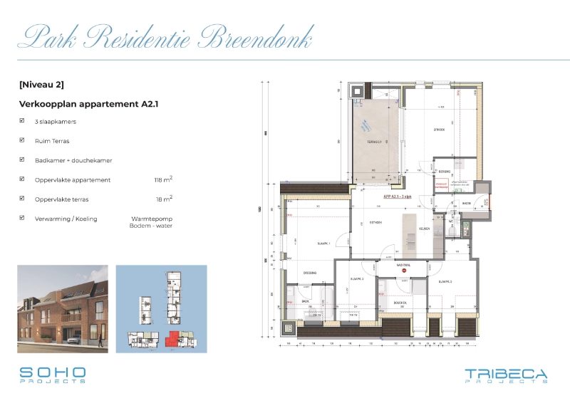 Appartement te  koop in Puurs 2870 349000.00€ 3 slaapkamers 118.00m² - Zoekertje 47545
