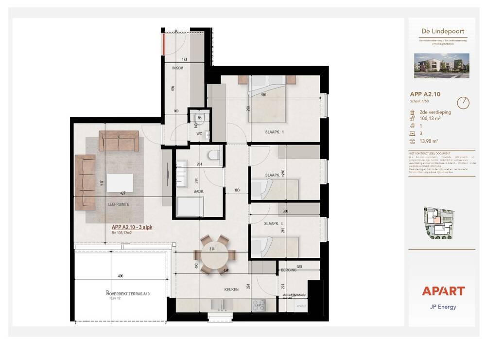 Appartement te koop in Grobbendonk 2280 355000.00€ 3 slaapkamers 106.13m² - Zoekertje 300675