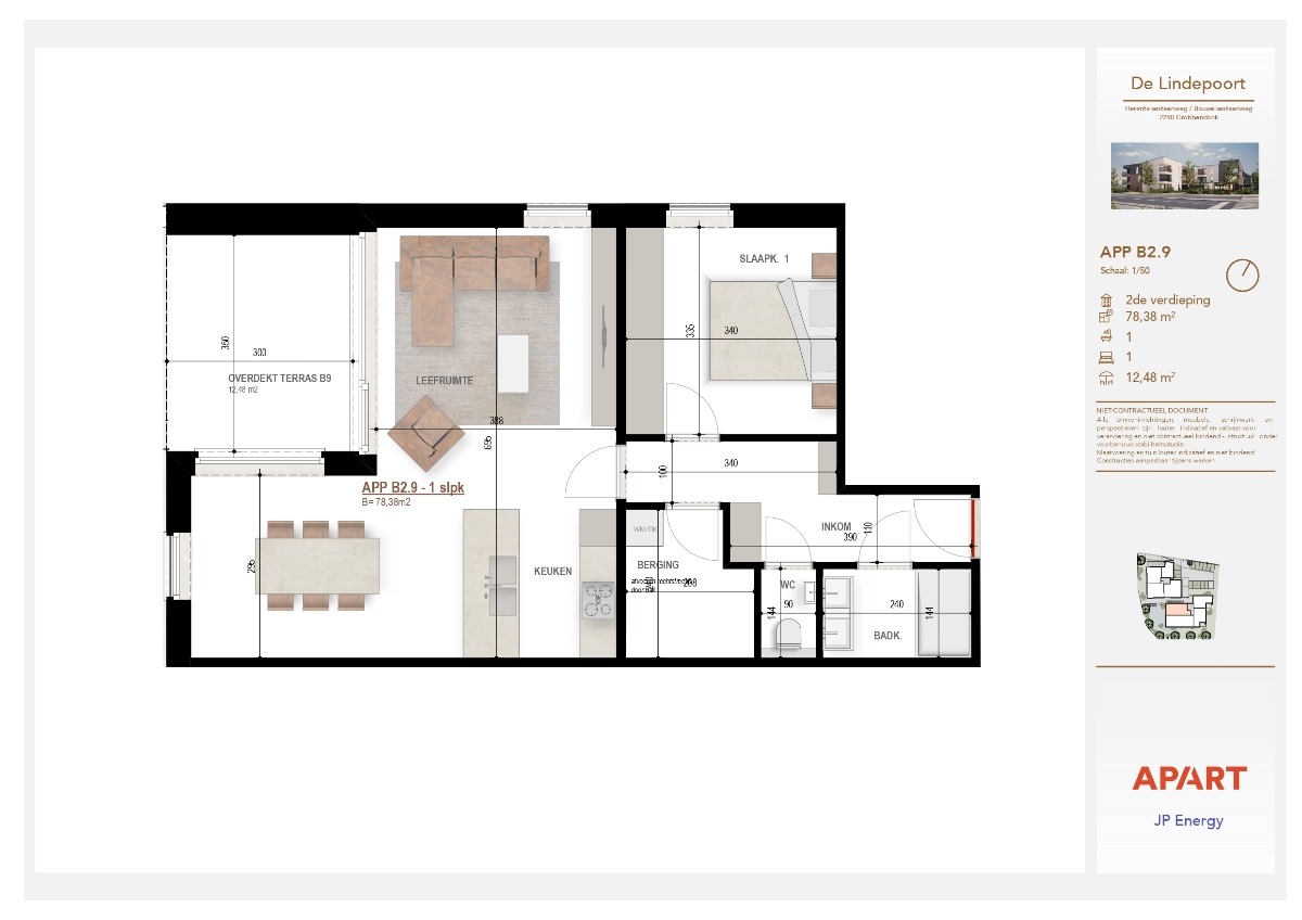 Appartement te koop in Grobbendonk 2280 265000.00€ 1 slaapkamers 78.38m² - Zoekertje 300772