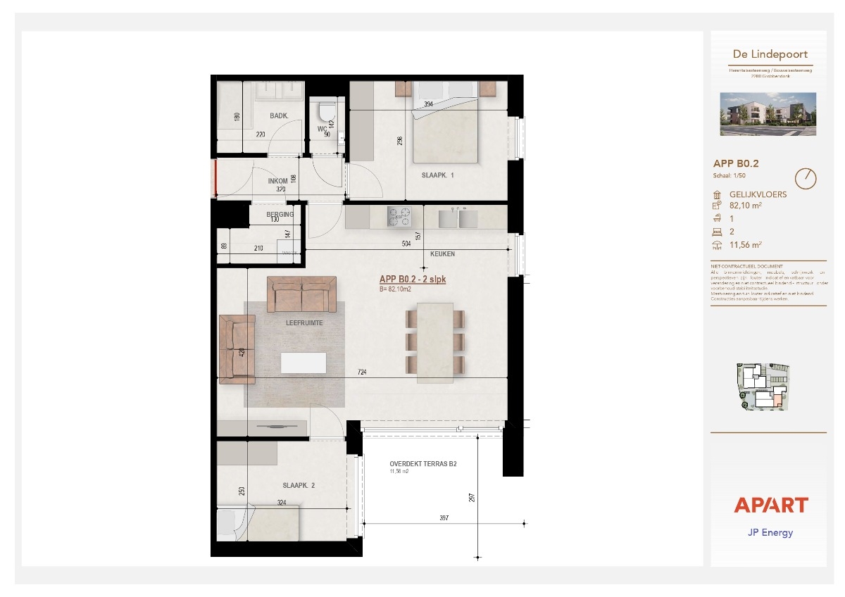 Appartement te koop in Grobbendonk 2280 278000.00€ 2 slaapkamers 82.10m² - Zoekertje 300774