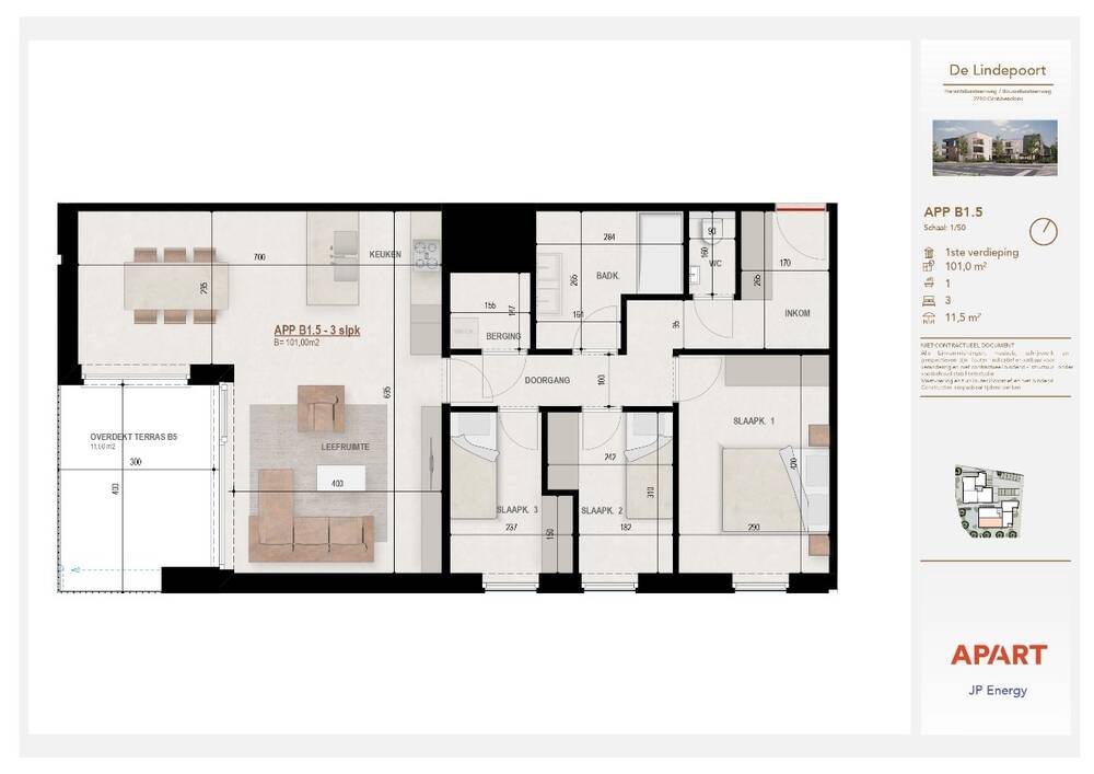 Appartement te koop in Grobbendonk 2280 338000.00€ 3 slaapkamers 101.00m² - Zoekertje 300773